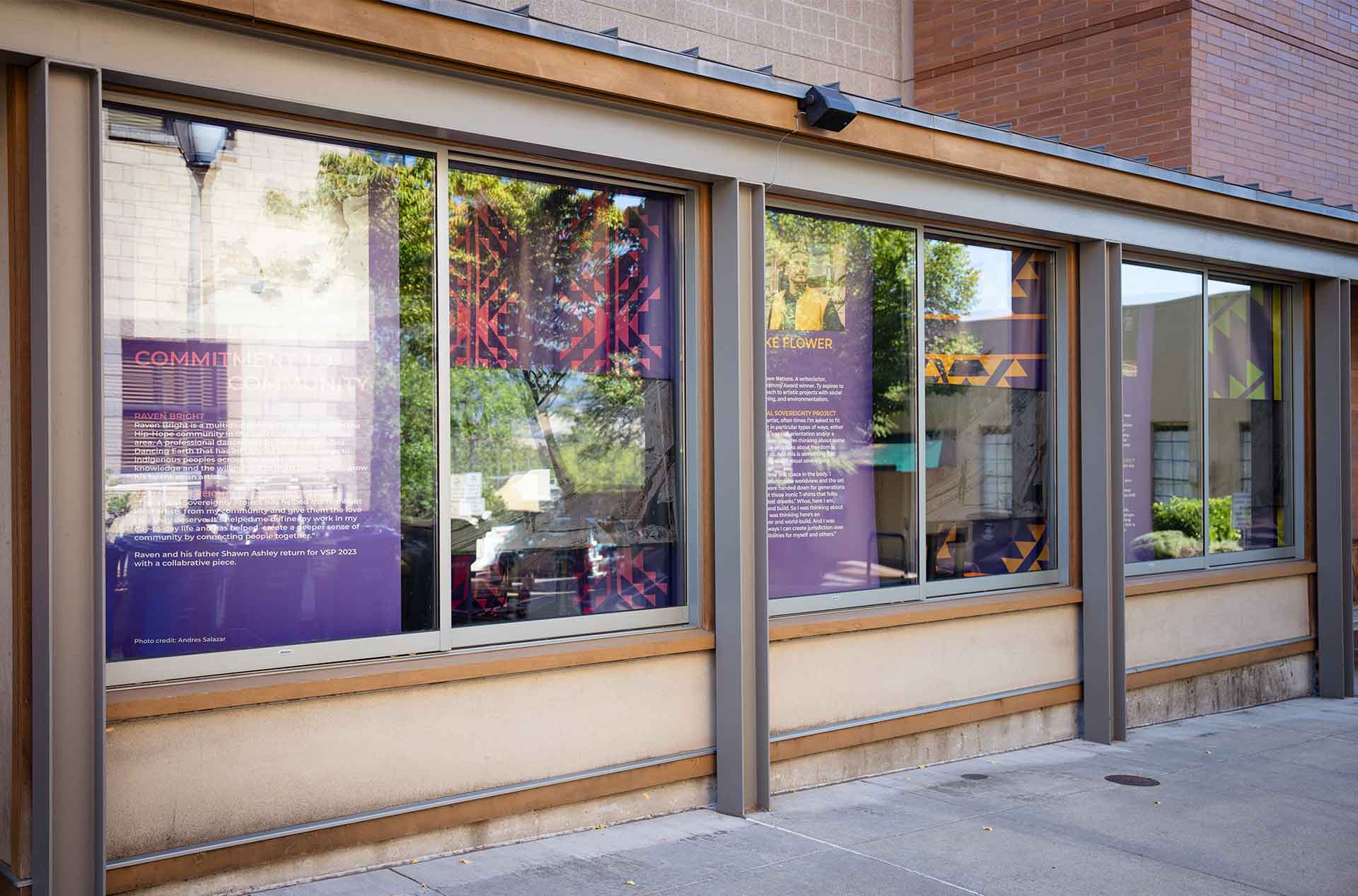 OSF display windows showcasing VSP artwork.