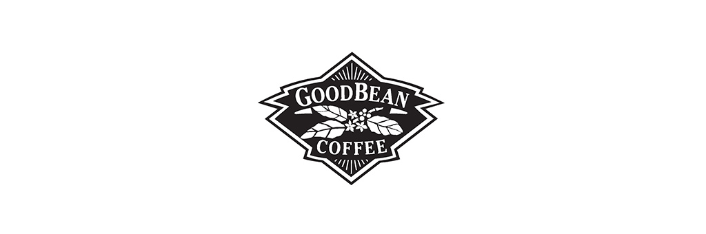 GoodBean Coffee logo in black with coffee cherrys and leaves in the center.