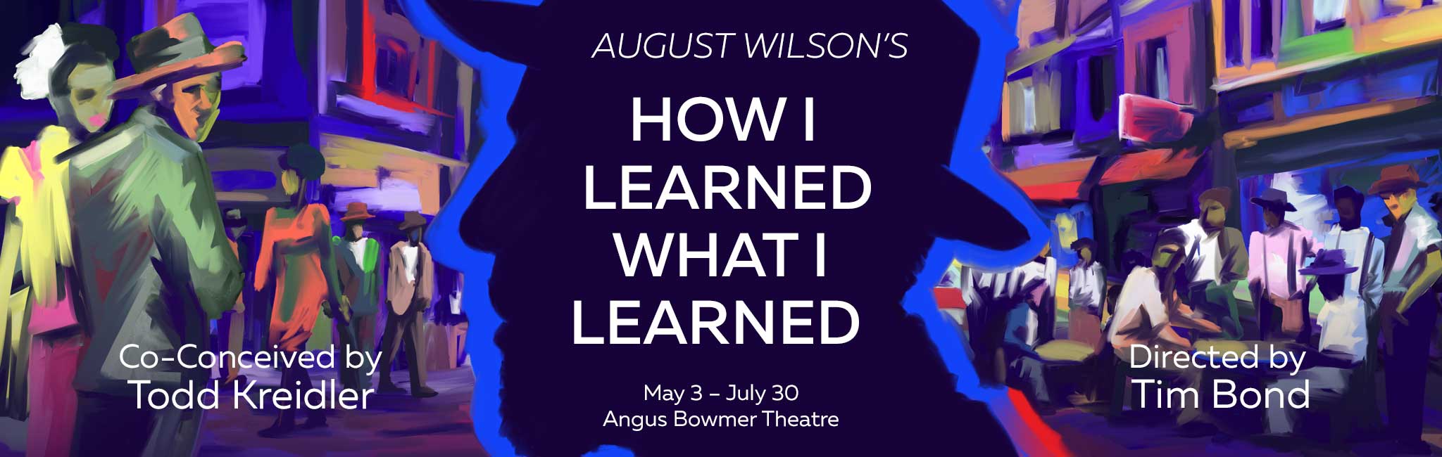 Computer graphic of a street scene in the background with a man's silhouette.