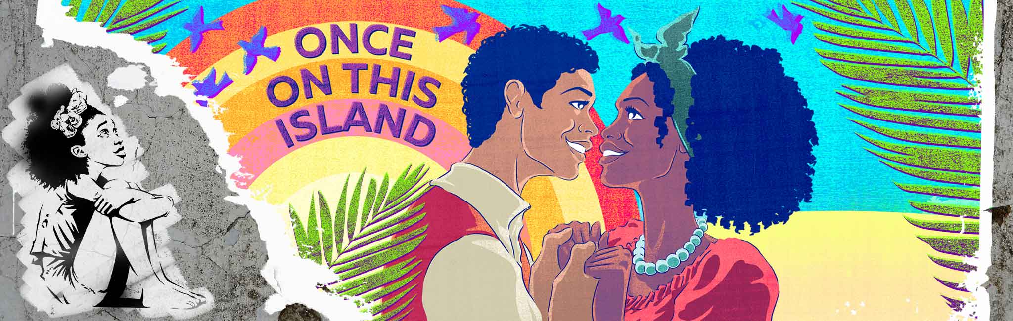 Computer graphic of small girl day dreaming of a couple smiling at each other.